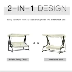 Outsunny 3 Seater Swing Bench - White -OUTSUNNY Store 4rF17417dc4f9392e
