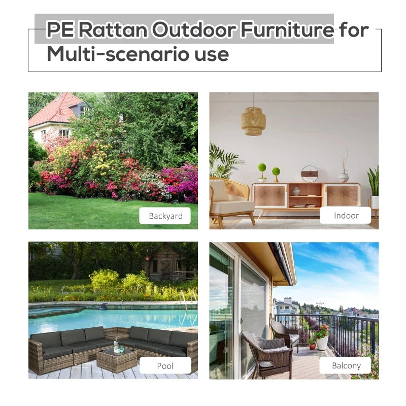 Outsunny Patio Rattan Sofa Set 6 Seater - Grey 7 Outsunny Patio Rattan Sofa Set 6 Seater - Grey - Image 7