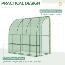 Outsunny Lean To Tunnel Greenhouse 214L X 120W X 215Hcm - Green -OUTSUNNY Store 5K9b101849de22c37 jpg
