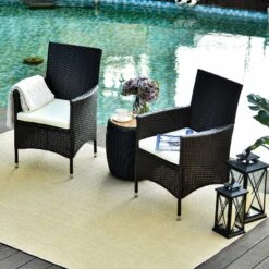 Outsunny Rattan Dining Chair Set - Dark Coffee -OUTSUNNY Store 5et90f17eecc2a175