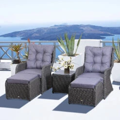 Outsunny Garden Sofa Chair & Stool With Table Set - Grey -OUTSUNNY Store 5rE6ff17eecc2916a jpg