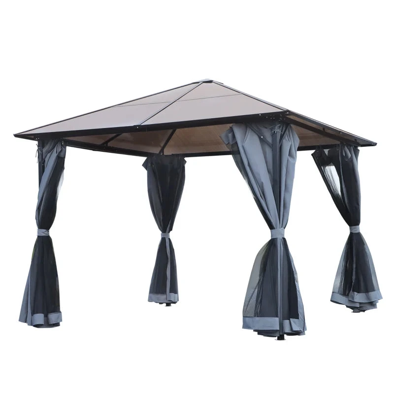 Outsunny Hardtop Gazebo With Aluminium Frame And Curtains 3 X 4m - Grey 11 Outsunny Hardtop Gazebo With Aluminium Frame And Curtains 3 X 4m - Grey - Image 11
