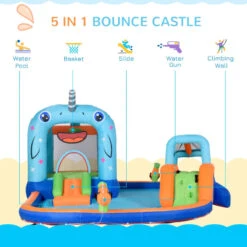 Outsunny Bouncy Castle With Paddling Pool And Sprinkler - Narwhals 14 Outsunny Bouncy Castle With Paddling Pool And Sprinkler - Narwhals -OUTSUNNY Store 65sa09185b972e33d jpg