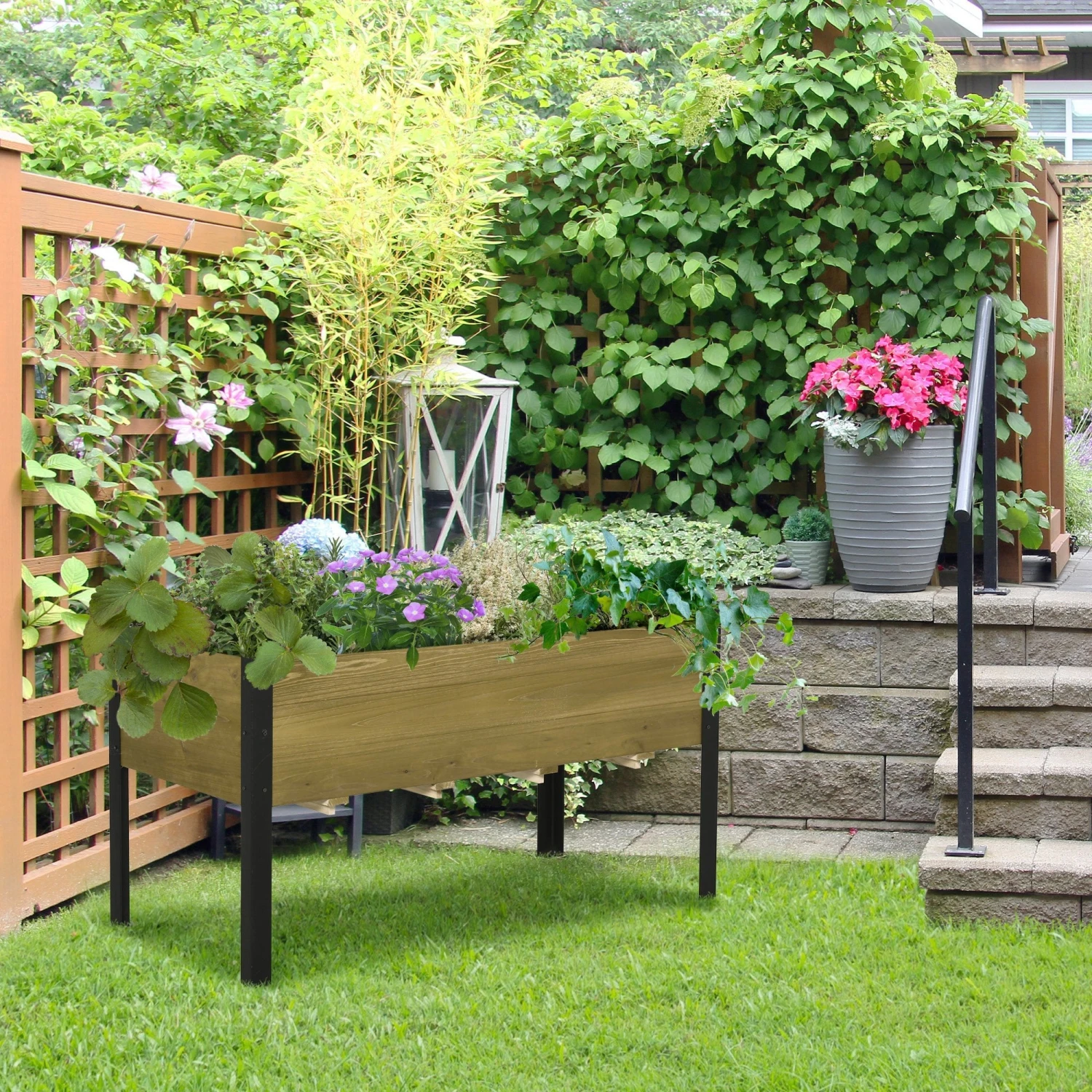 Outsunny Raised Garden Bed Elevated Wood Planter Box 7 Outsunny Raised Garden Bed Elevated Wood Planter Box - Image 7