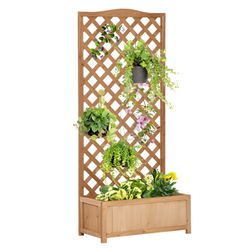 Outsunny Garden Wooden Planter Box With Trellis Lattice Flower Raised Bed 76x36x170cm 1 Outsunny Garden Wooden Planter Box With Trellis Lattice Flower Raised Bed 76x36x170cm