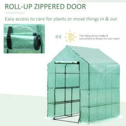 Outsunny 143x143x195 Cm Walk In Greenhouse With Shelves-Dark Green -OUTSUNNY Store 6Kg75617ee2cf01af