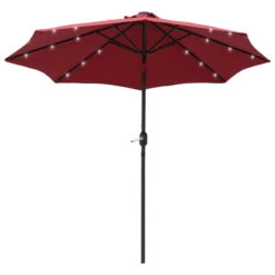 Outsunny Outdoor Umbrella Parasol With LED Solar Lights - Red