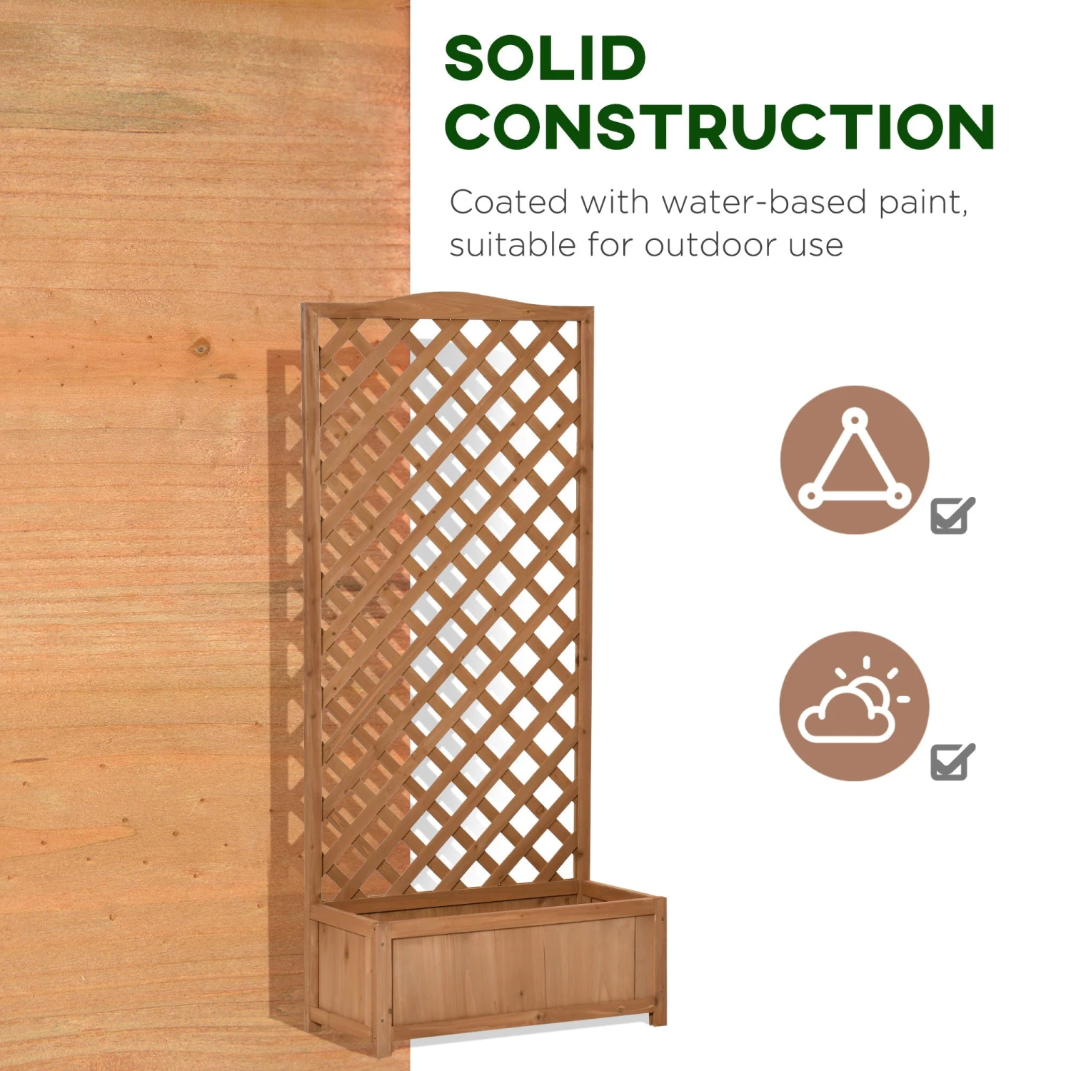 Outsunny Garden Wooden Planter Box With Trellis Lattice Flower Raised Bed 76x36x170cm 6 Outsunny Garden Wooden Planter Box With Trellis Lattice Flower Raised Bed 76x36x170cm - Image 6
