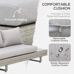 Outsunny Rattan Wicker Corner Sofa Set - Light Grey -OUTSUNNY Store 6Sc88c1821a22d00a jpg