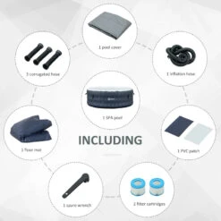 Outsunny Inflatable Hot Tub Spa Round With Cover For 4 People 180cm - Dark Blue -OUTSUNNY Store 6tvd4d18041c96467 jpg