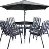 Silver & Stone Windsor Premium Padded 6 Piece Table & Chair Set- Grey