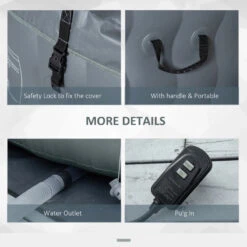 Outsunny Inflatable Hot Tub Spa Round With Cover For 4-6 People 195cm - Grey -OUTSUNNY Store 7TQd4d18041c9650e jpg