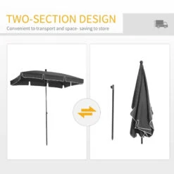 Outsunny Tilt Parasol 2m X 1/3m - Grey -OUTSUNNY Store 7cyc2817dc4421195 jpg