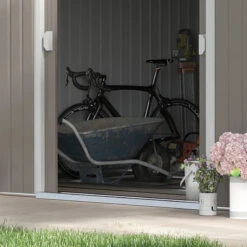 Outsunny Metal Shed 13 X 11ft - Light Grey 19 Outsunny Metal Shed 13 X 11ft - Light Grey -OUTSUNNY Store 7fN3d618573b67a6c jpg