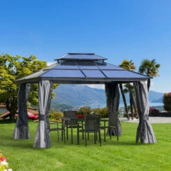 Outsunny Hardtop Gazebo 3x3.6m - Grey -OUTSUNNY Store 8DP6ff1811dea717a jpg
