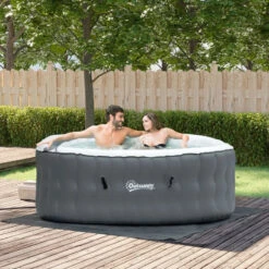Outsunny Inflatable Hot Tub Spa Square For 4-6 People 180cm - Grey -OUTSUNNY Store 8IB6ff18041c963e0 jpg