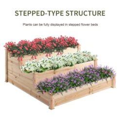 Outsunny Wooden Raised Bed 3-Tier Planter Kit Elevated Box Outdoor Stand -OUTSUNNY Store 8ISa0917ee2cefc66