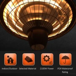 Outsunny Outdoor Electric Heater Halogen 2100W-Black -OUTSUNNY Store 8M388c17edc657bbc