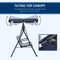 Outsunny Swing Seat 3 Seater - Blue -OUTSUNNY Store 8YGa091859f793a70 jpg