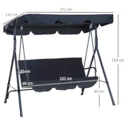 Outsunny Swing Chair 3 Seater - Black -OUTSUNNY Store 8cla121876a47abab jpg