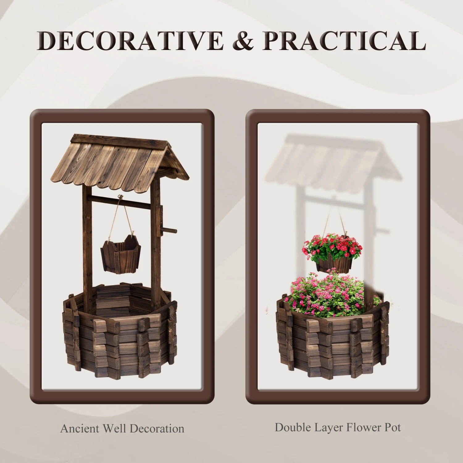 Outsunny Wooden Well 4 Outsunny Wooden Well - Image 4