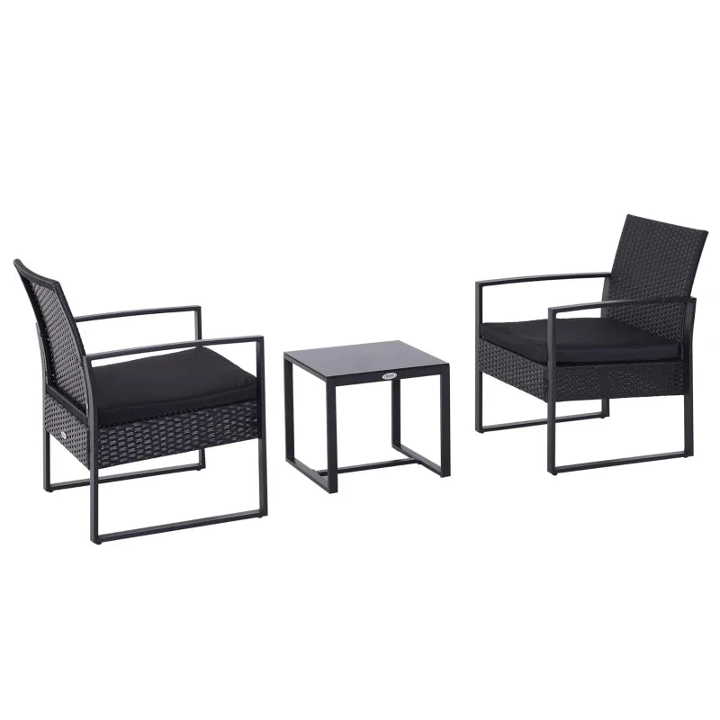 Outsunny Rattan Bistro Set - Black 10 Outsunny Rattan Bistro Set - Black - Image 10
