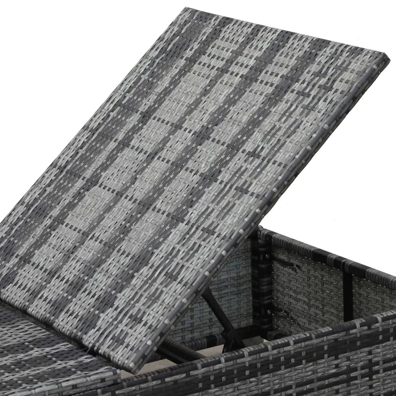 Outsunny Rattan Reclining Lounger - Grey 10 Outsunny Rattan Reclining Lounger - Grey - Image 10