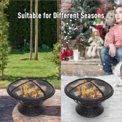 Outsunny Steel Lift-Top Screen Firepit Black -OUTSUNNY Store 9T5ae517dc177ea15 c0bd36d8 950d 460d a3bb 14375c690e22