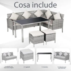 Outsunny Rattan Sofa Set With Coffee Table & Footstools - Grey -OUTSUNNY Store 9TJa0917eecc29656 jpg