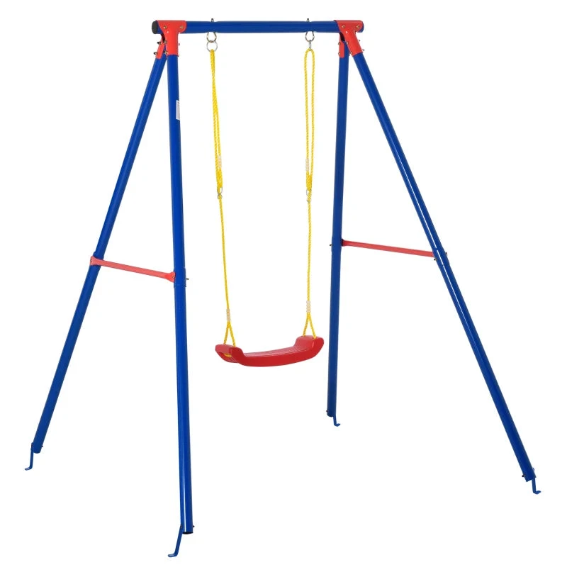 Outsunny Metal Children's Garden Swing 3-8 Years Old Blue 1 Outsunny Metal Children's Garden Swing 3-8 Years Old Blue