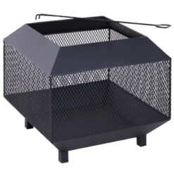 Outsunny Stove Garden Square Fire Pit Black