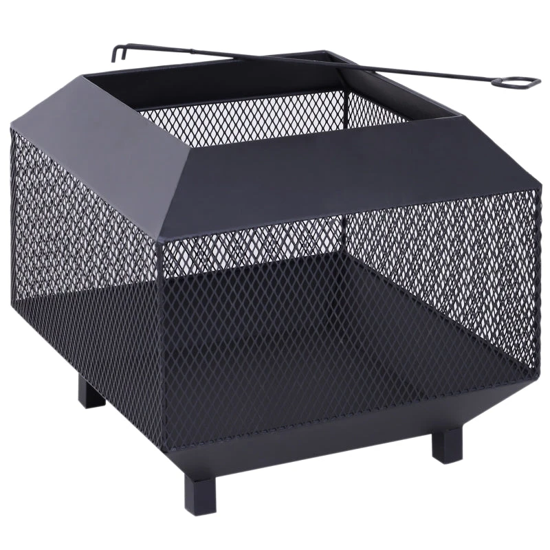 Outsunny Stove Garden Square Fire Pit Black 1 Outsunny Stove Garden Square Fire Pit Black