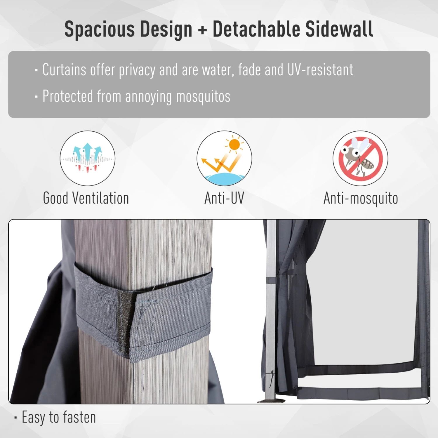 Outsunny Gazebo Grey 6 Outsunny Gazebo Grey - Image 6