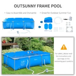 Outsunny Swimming Pool With Steel Frame & Filter 252L X 152W X 65H Cm - Blue -OUTSUNNY Store ADVdc017dc5f97d7f jpg