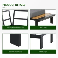 Outsunny Garden Corner Sofa With Table And Side Tables - Black -OUTSUNNY Store ALs7561802aec7bdd jpg