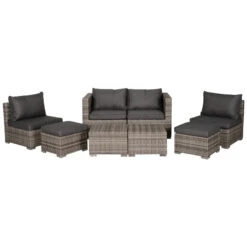 Outsunny Rattan Sofa Set 6 Seater 8 Piece - Grey -OUTSUNNY Store AUsdaa17eecc294bf jpg