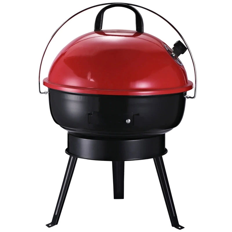 Outsunny Compact Portable Charcoal BBQ Grill - Red 1 Outsunny Compact Portable Charcoal BBQ Grill - Red