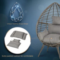 Outsunny Wicker Rattan Egg Chair With 4 Legs Grey -OUTSUNNY Store Agj88c17eecc29b03 jpg