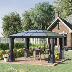 Outsunny Hardtop Gazebo 3.6 X 4m - Black & Dark Grey -OUTSUNNY Store Ah06ff17f96872b6d jpg