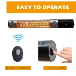 Outsunny Outdoor Wall Mount Electric Halogen Heater 1500W-Black -OUTSUNNY Store Au9b1017edc657b0c