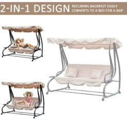 Outsunny 2-in-1 Garden Swing Chair - Light Brown -OUTSUNNY Store BLm88c188fbaaea2c jpg