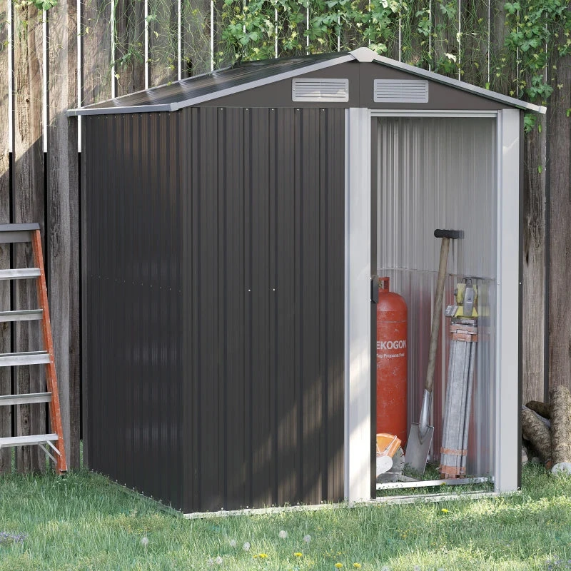 Outsunny Metal Storage Shed With Sliding Door 5ft X 4.3ft - Grey 2 Outsunny Metal Storage Shed With Sliding Door 5ft X 4.3ft - Grey - Image 2