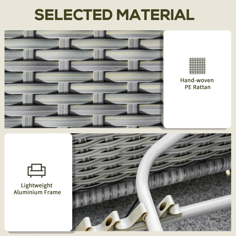 Outsunny Rattan Corner Sofa Set With Coffee Table 3 Piece 2m - Grey 4 Outsunny Rattan Corner Sofa Set With Coffee Table 3 Piece 2m - Grey - Image 4