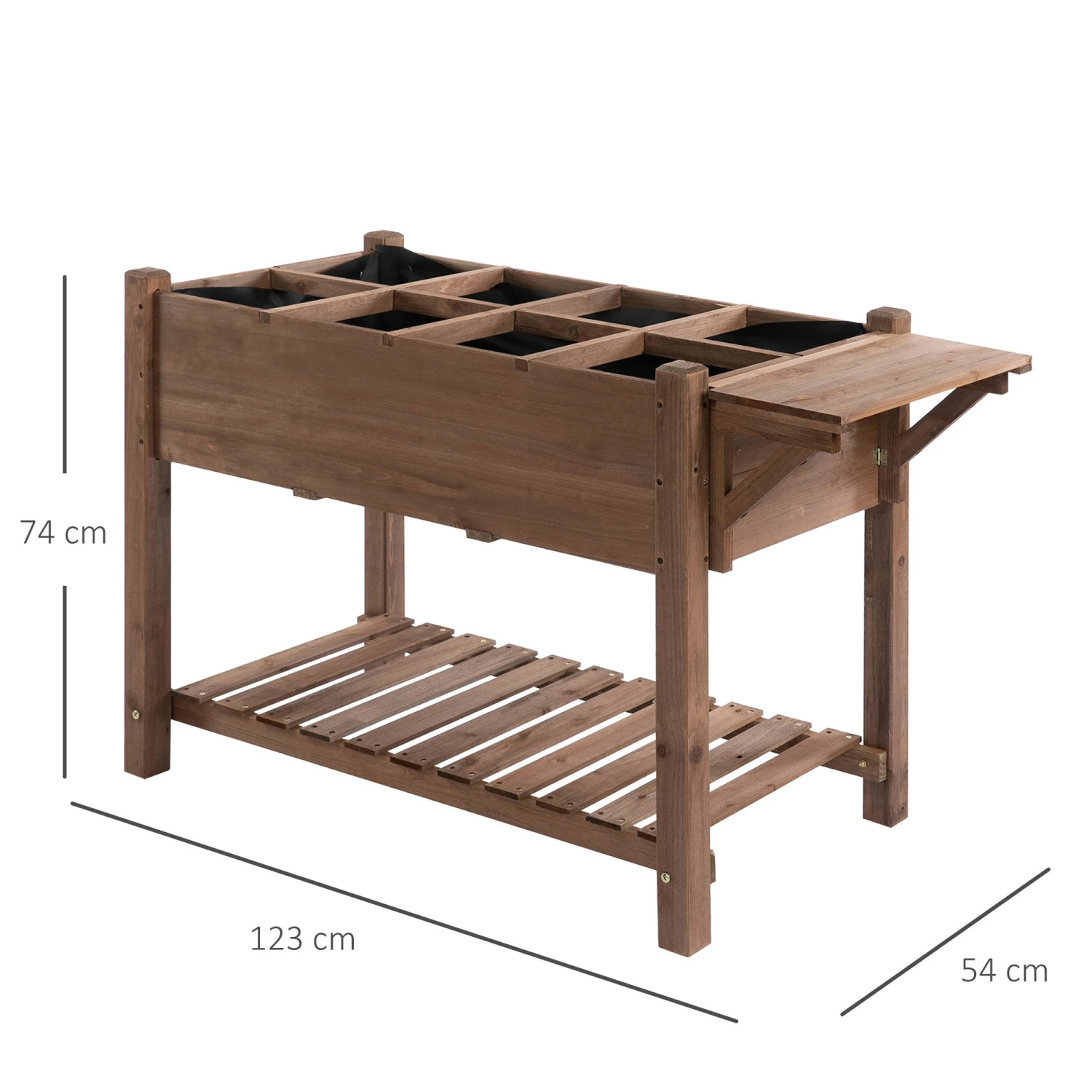 Outsunny Wooden Raised Garden Plant Stand Tall Flower Bed With Shelf 123 X 54 X 74cm 3 Outsunny Wooden Raised Garden Plant Stand Tall Flower Bed With Shelf 123 X 54 X 74cm - Image 3