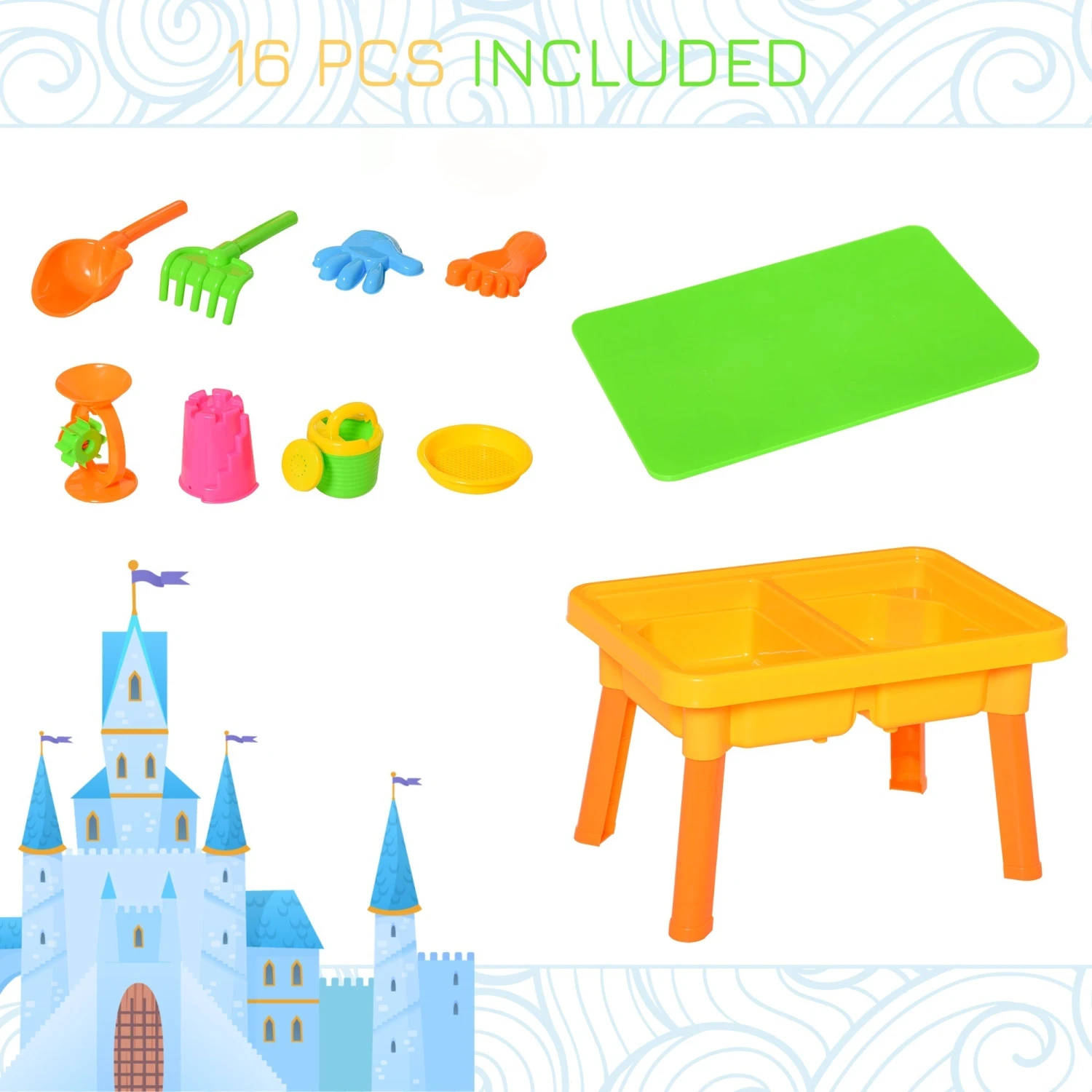 HOMCOM Kids Sand And Water Table Playset 7 HOMCOM Kids Sand And Water Table Playset - Image 7