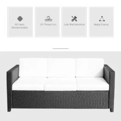 Outsunny Rattan Sofa 3 Seater - Black -OUTSUNNY Store CbEa09181099f1b81 jpg