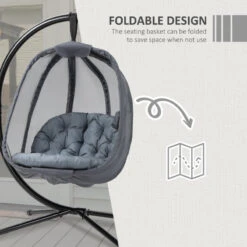 Outsunny Hanging Egg Chair - Grey -OUTSUNNY Store Cfh88c1801c81fc84 jpg