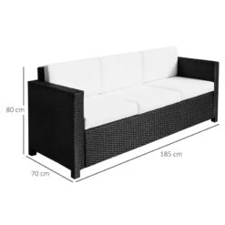 Outsunny Rattan Sofa 3 Seater - Black -OUTSUNNY Store CkDa12181099f1b73 jpg