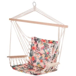 Outsunny Hanging Rope Frame Hammock Chair - Floral
