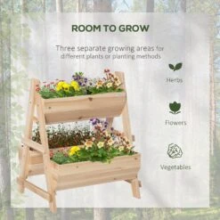 Outsunny Garden Bed Wooden Planter Box 80.5H X 68W X 57.5Dcm -OUTSUNNY Store Doda0917edc659bc7 a4db963f 189f 43cd 80f5 0fedad72db46